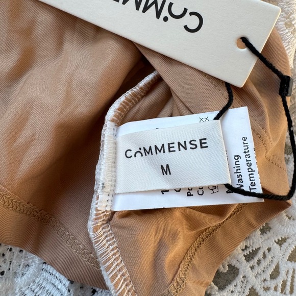 Commense‎ Floral Lace Appliqué Bodycon Mini Dress White M NWT Spaghetti Strap - Picture 8 of 11